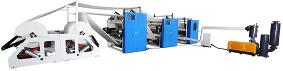 Glue Lamination Kitchen Towel Steel To Steel Embossing Unit V Fold Facial Tissue Folding Machine With Auto Transfer