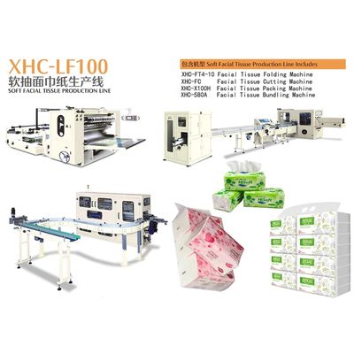 Automatic Transfer Facial Tissue Line With Roots Pump Spiral Cutting And Steel Embossing